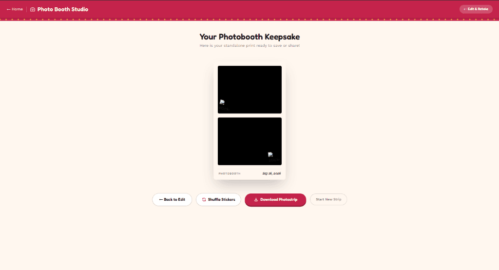 Photo Booth finished keepsake and standalone download